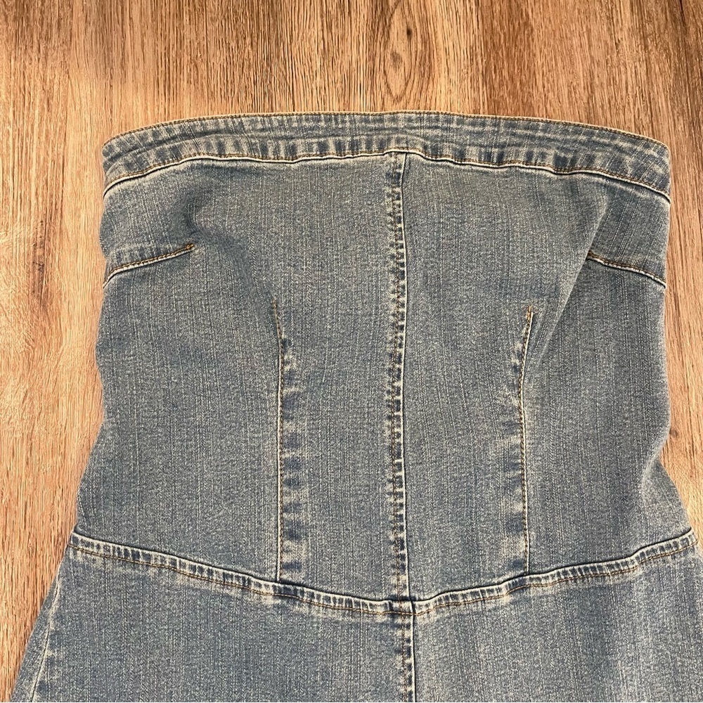 Vintage Y2K Hot Kiss Strapless Denim Dress Women’s Medium Stretch 2000s Sexy - Picture 4 of 9
